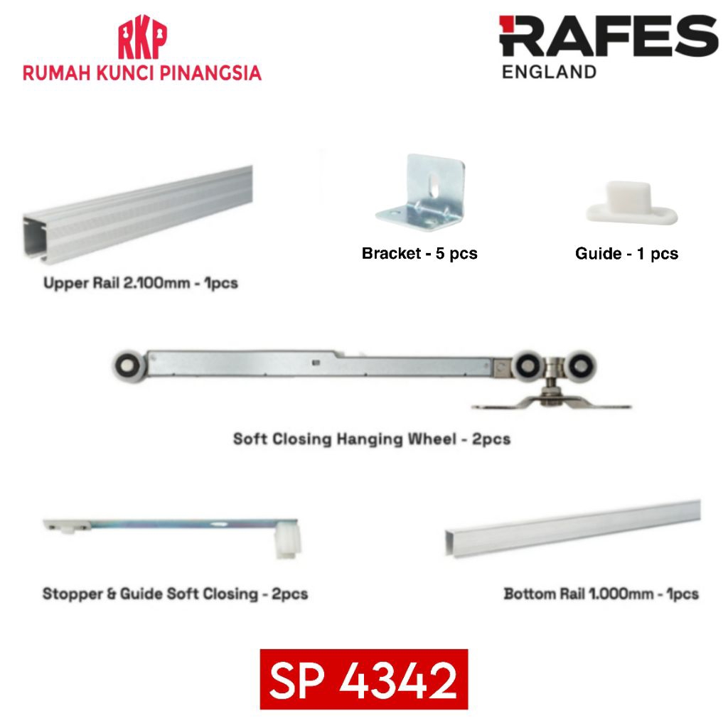 [PAKET] Soft Closing Sliding Hydraulic Rel Pintu Geser Hidrolik 80 kg RAFES SP 4342 / SP 4343