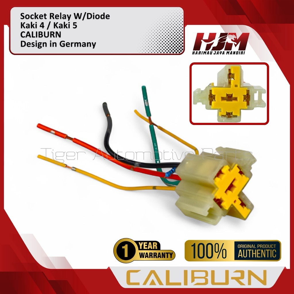 Socket Relay CALIBURN Kaki 4 5 Pin + Diode - Soket Rumah Rilai Relai Klakson Lampu