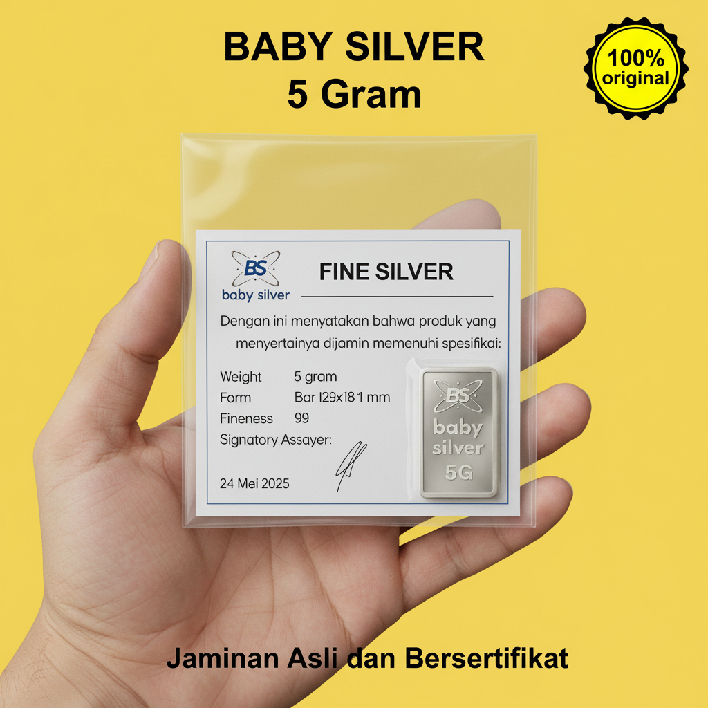 Baby Silver 5 Gram Logam Mulia Perak Murni Batangan Original Bersertifikat