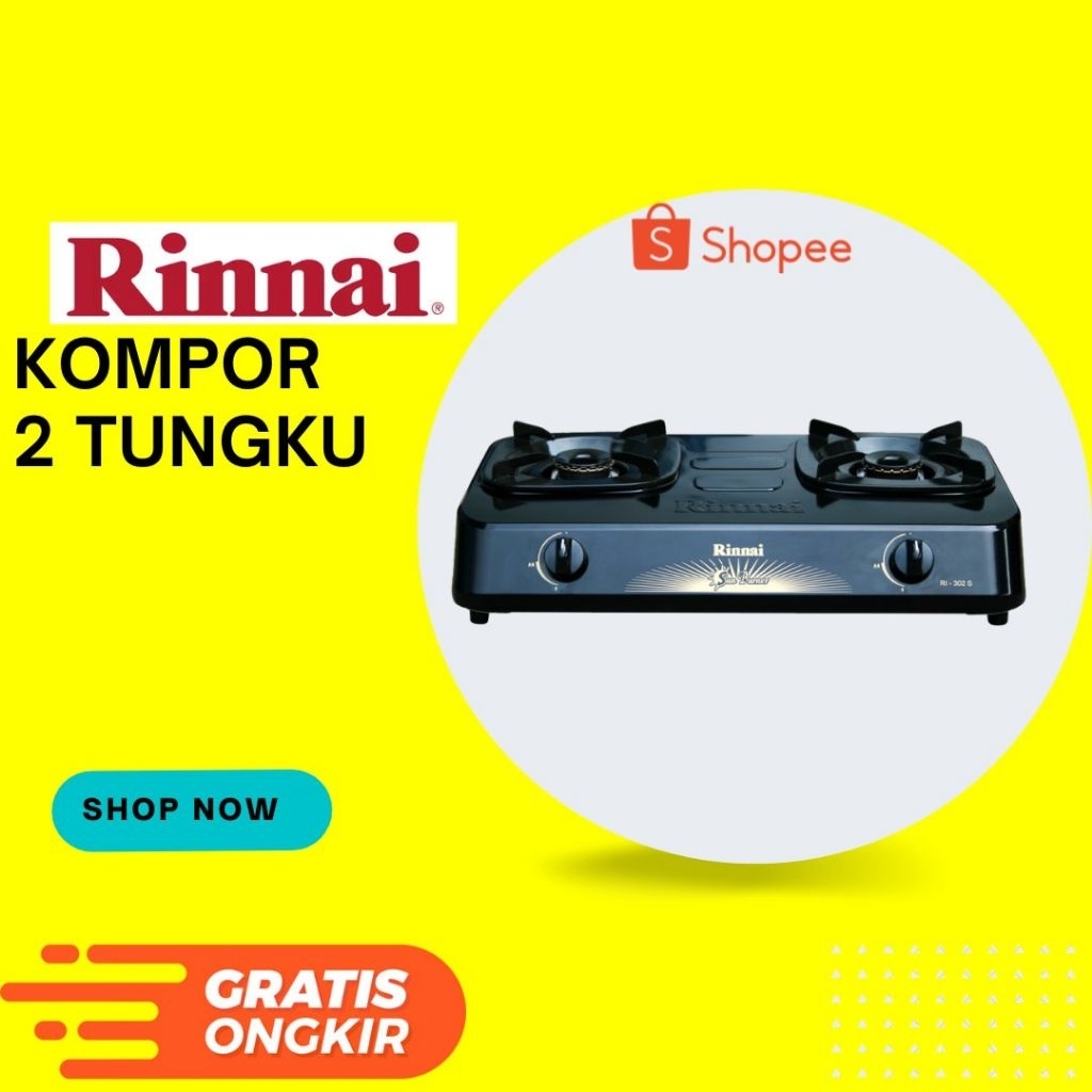 Kompor Rinnai 2 Tungku Ceflon Sun Burner RI-302S