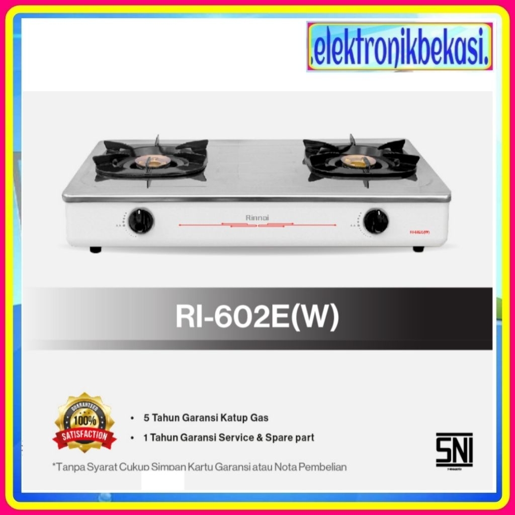 KOMPOR GAS RINNAI RI 602 E  (W) / KOMPOR GAS RINNAI 2 TUNGKU RI602E(W) / RINNAI RI-602E(W)