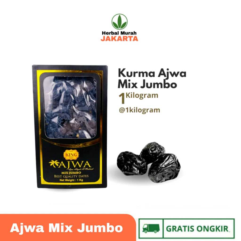 Kurma King Ajwa Dates 1 Kg (Jumbo + Medium) Mix Jumbo