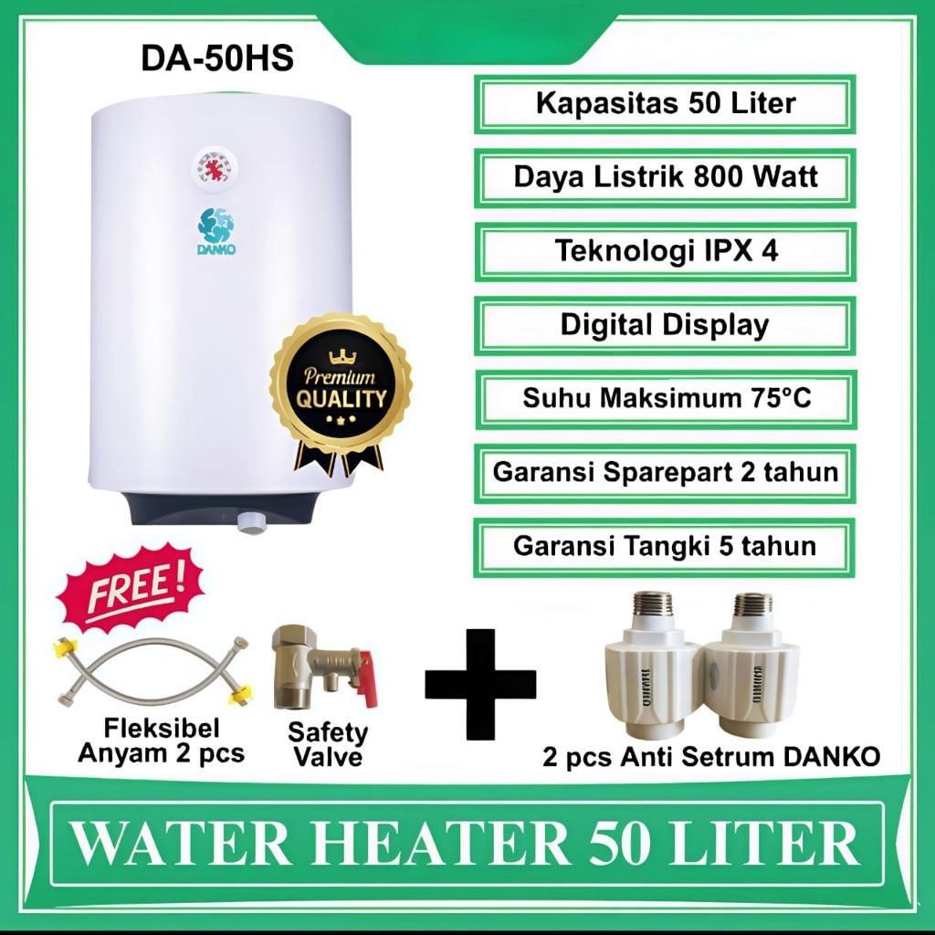 Water Heater Danko 50 Liter DA-50ES Water Heater Electric Danko 50 L Pemanas Air Listrik Danko 50 Li