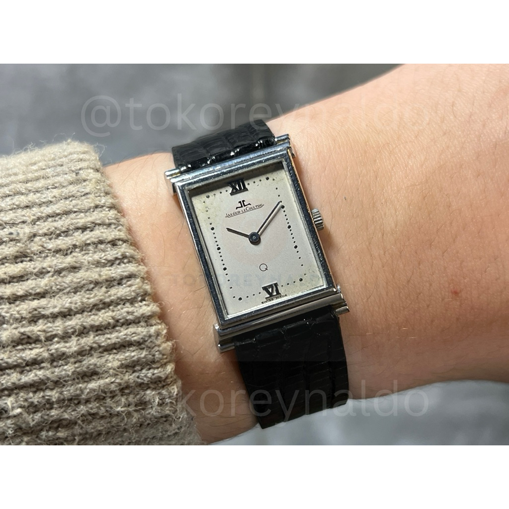 JAM TANGAN VINTAGE JAEGER-L3C0ULTR3 Q RECTANGLE SS SILVER DIAL DOT INDEX 160.006.8 / 541.003 LX1617