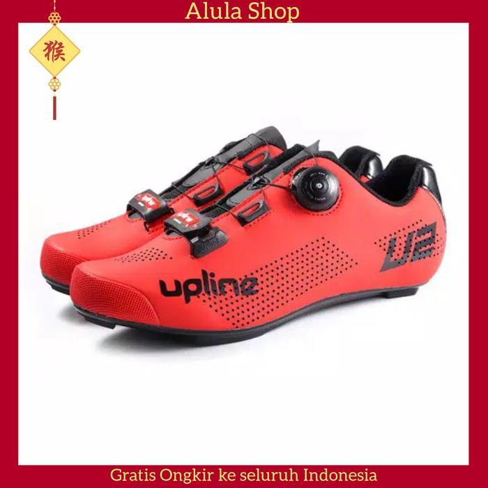 Sepatu Sepeda Roadbike Upline U2 Sepatu Cleat Sepeda Roadbike - Red