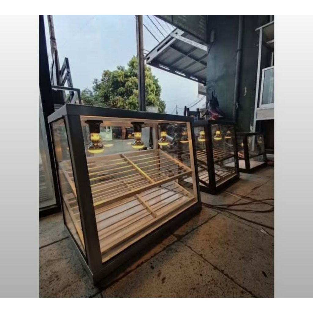 etalase kaca fried chiken 2th silver