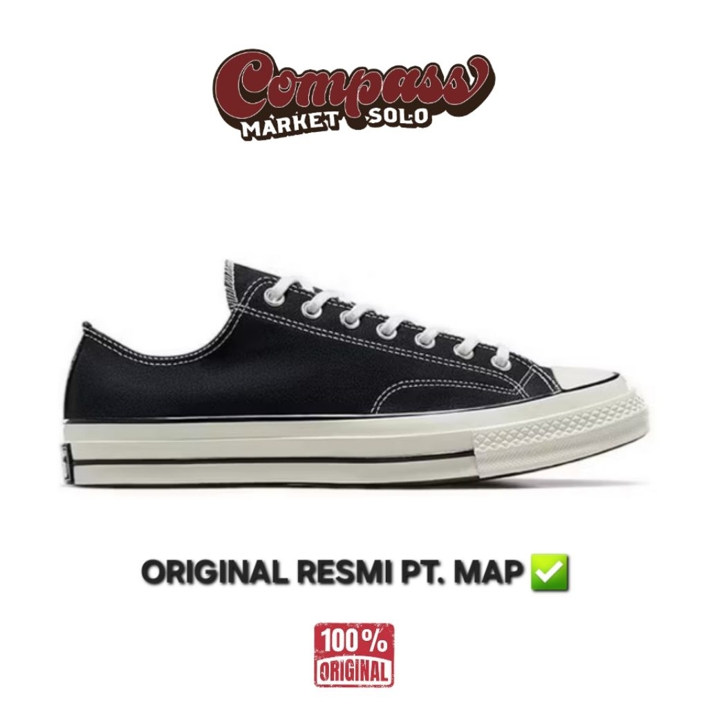 [ORIGINAL 100%] CONVERSE 70'S LOW BLACK EGRET RESMI PT. MAP