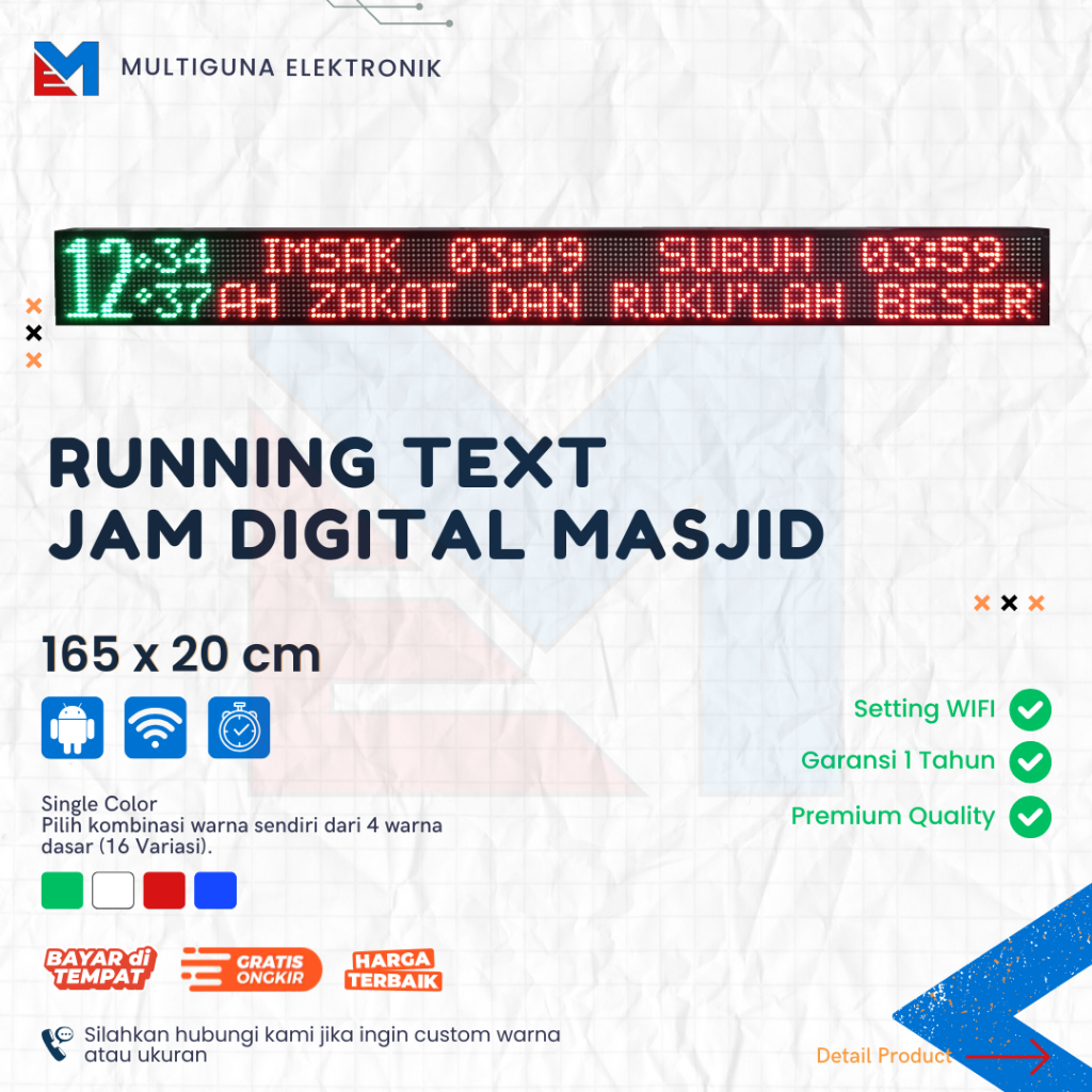 Jam Sholat Digital Masjid Jadwal Sholat Digital Masjid 165cm x 20cm