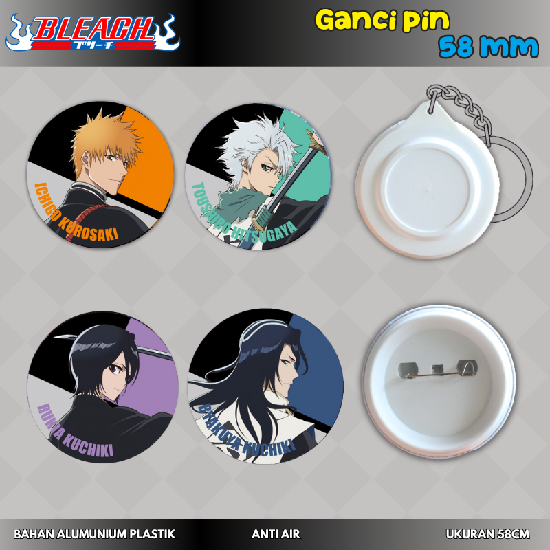 [Bleach] Gantungan kunci & pin ukuran 58mm versi ichigo karakter anime bleach