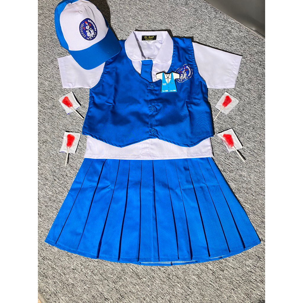 Seragam Sekolah Anak TK PGRI Rompi Biru Putih Pendek