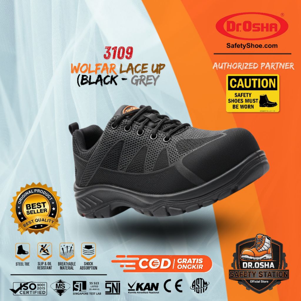 Dr OSHA Wolfar 3107 S1 Composite Safety Shoes - Black