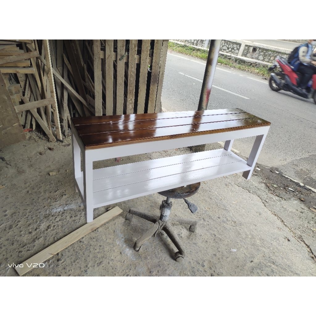 bangku teras/rak sepatu kayu jati belanda/bangku kayu jati belanda