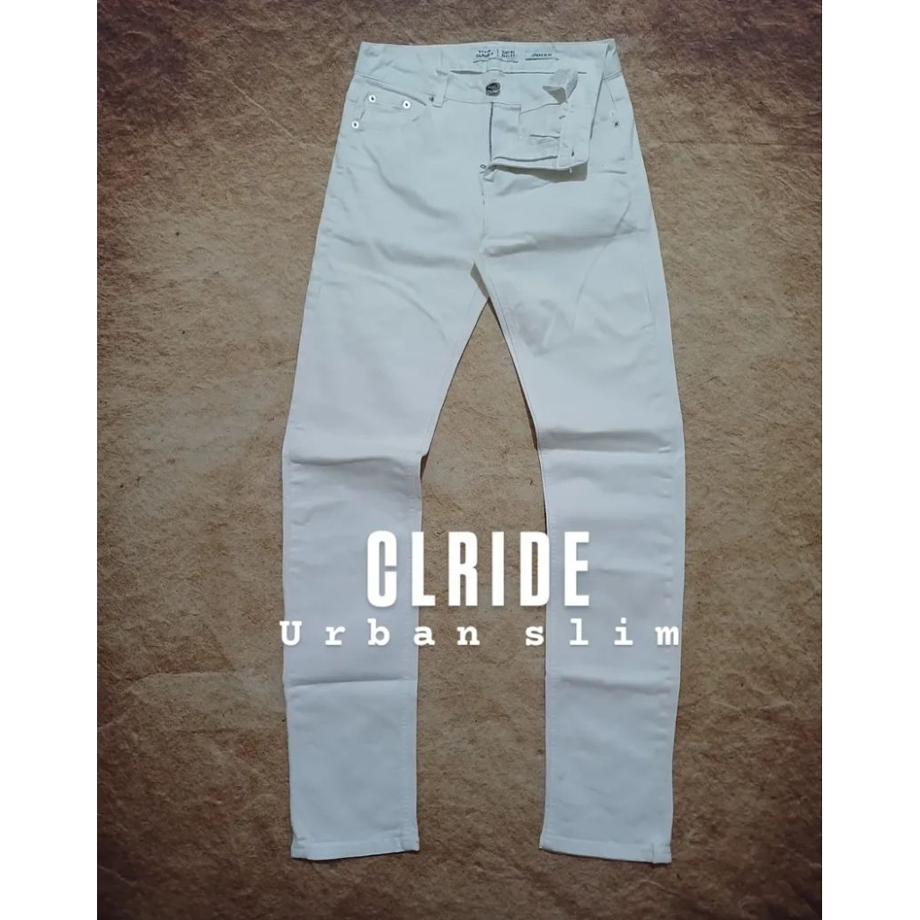 Jeans pria keren CLRIDE Uban slim putih bersih second/preloved