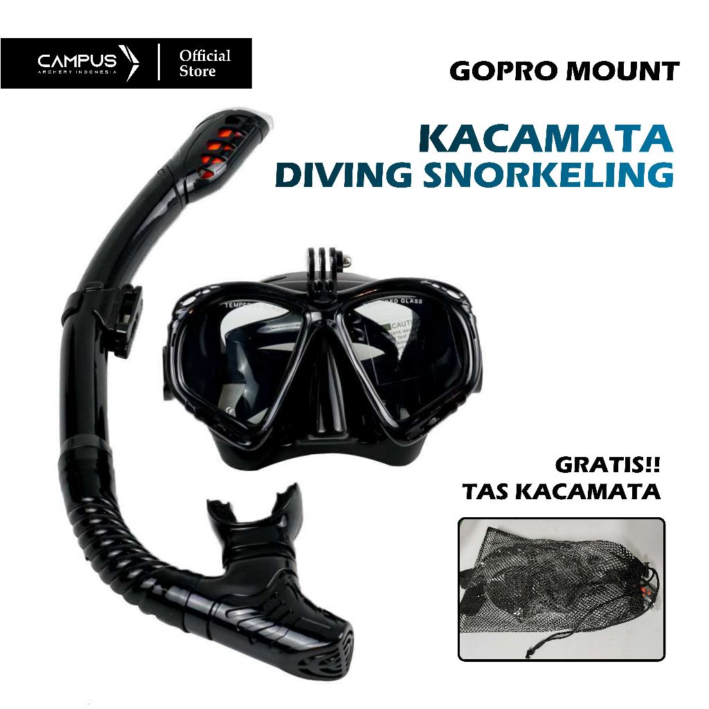 SATU SET KACAMATA SELAM Scuba Diving Snorkeling with GoPro Mount