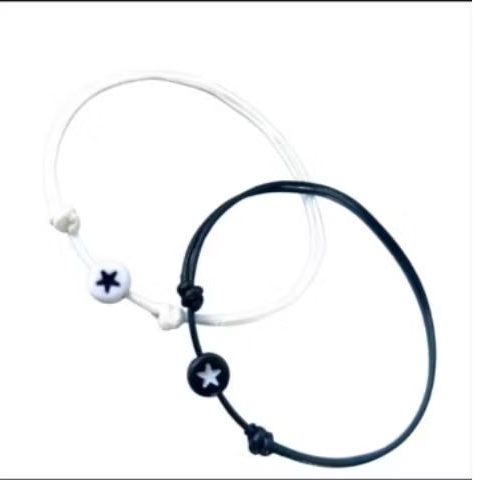 Gelang Huruf Gelang Inisial Gelang Huruf Bulat Hitam Gelang Tali Korea Waterproof