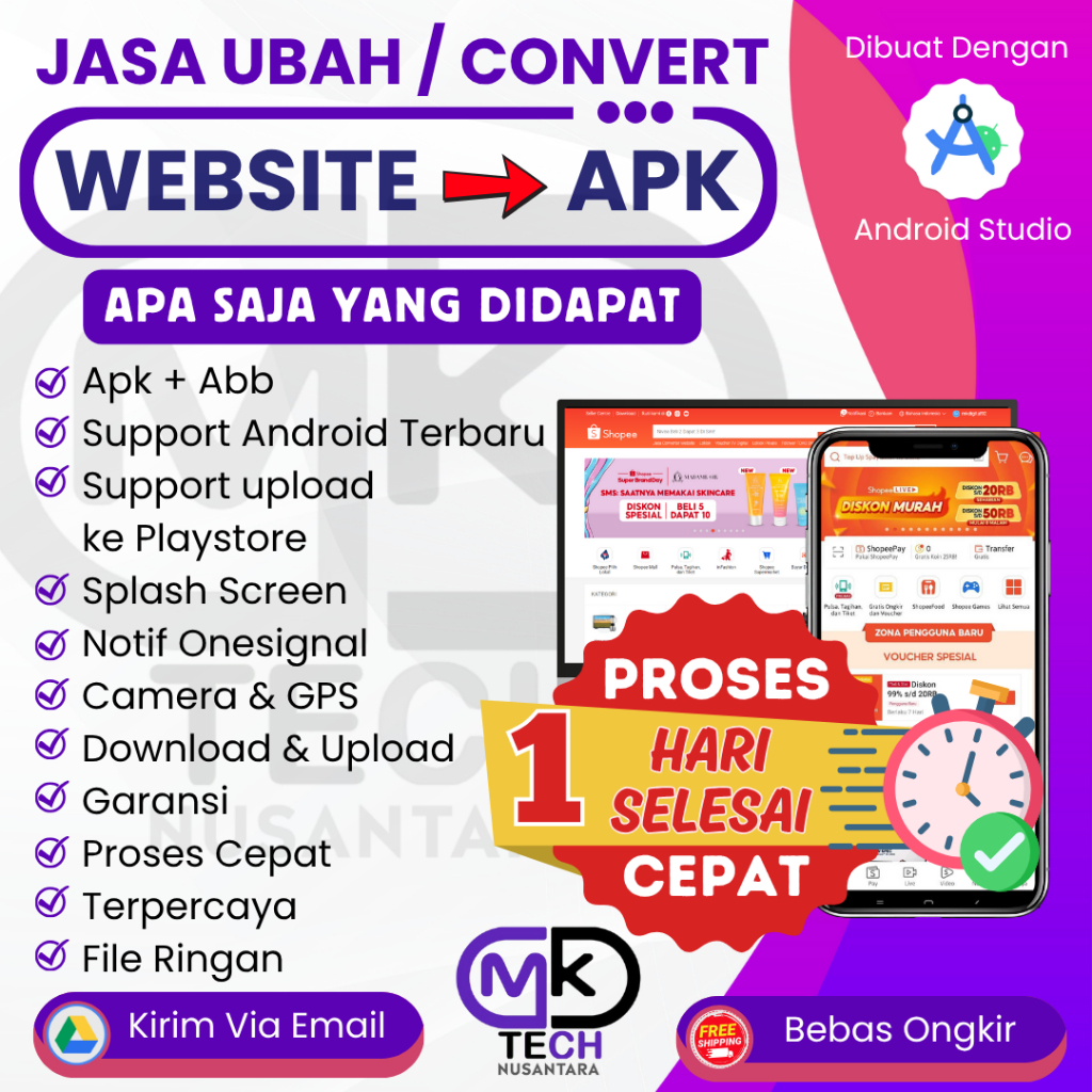 Jasa Ubah File HTML/Website Menjadi Apk - Support Android Terbaru-  Siap Upload Playstore
