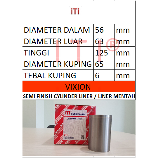 Cylinder Liner / Boring Yamaha vixion semi finish merek iti
