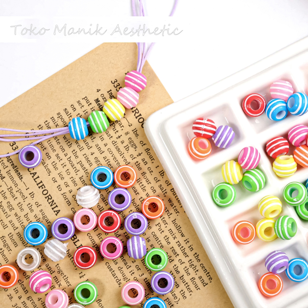Manik Blaster (30-50 pcs) / Manik Monte Mote Akrilik Blaster Bulat Garis Manik Manik Bulat Manik Akr