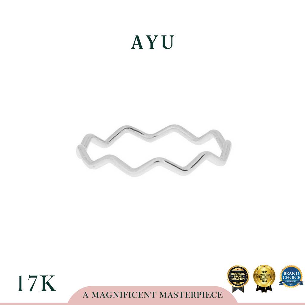 AYU Cincin Emas - Gold Wave Stack 17K White Gold