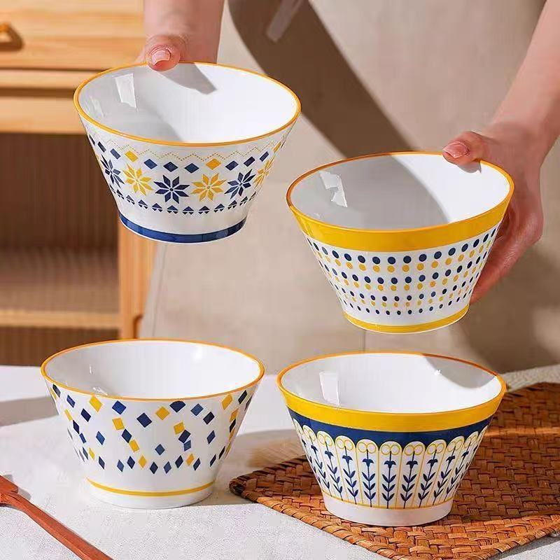 LIVERIA Mangkok Keramik Motif Jepang Rice Bowl Aesthetic Tahan Panas 5 Inch