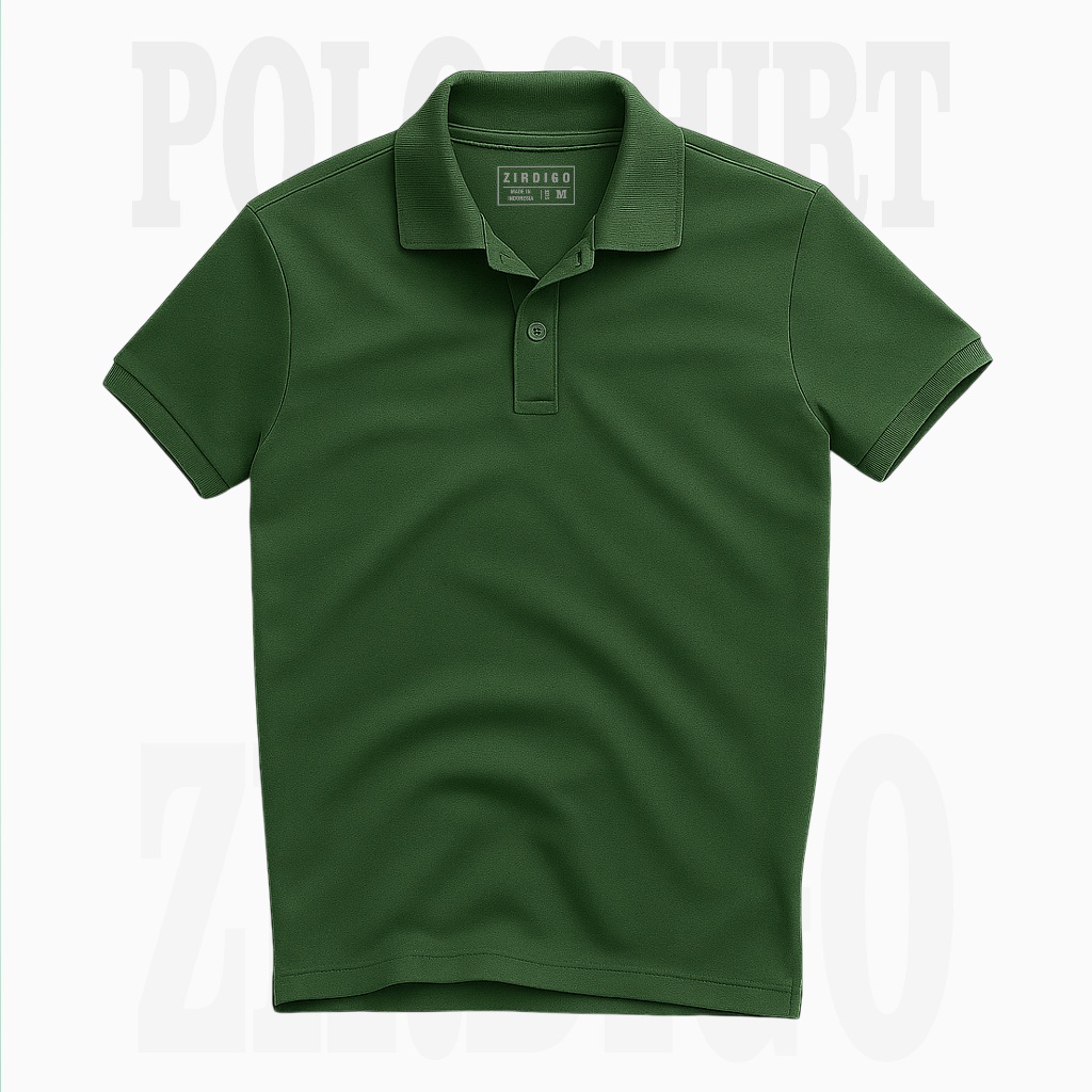 Zirdigo - Baju Polo Shirt Polos Polo Kerah Casual Hijau Botol Lengan Pendek Pria & Wanita