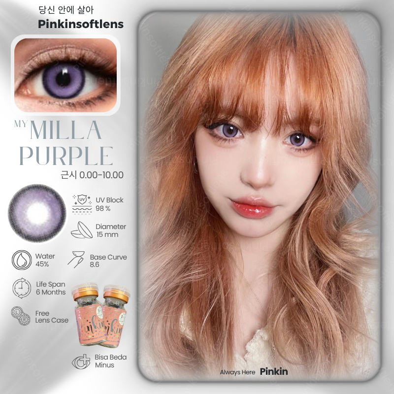 PINKINSOFTLENS My Milla By Pinkin Softlens Purple Ungu Violet Normal -0.00 Minus -10.00 1 Pasang Len