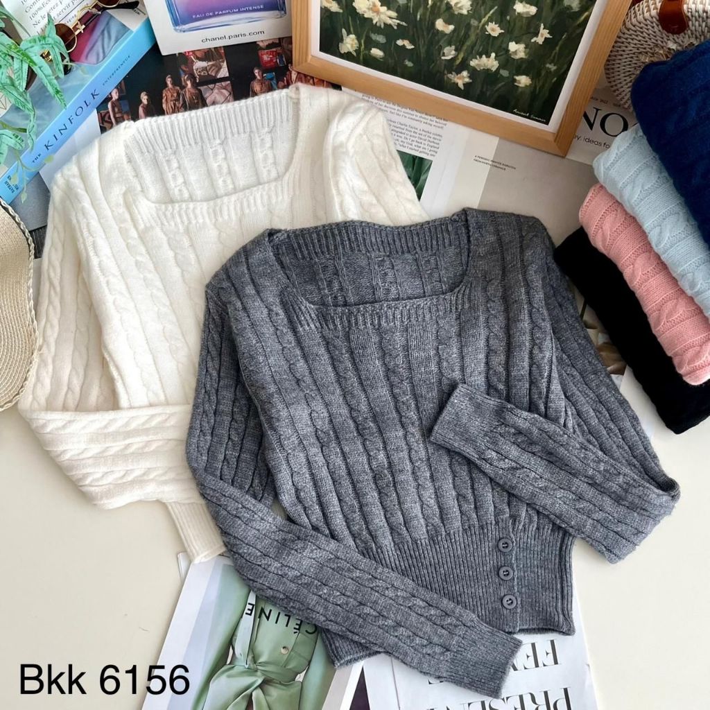 BKK 6156 / GROSIR ATASAN RAJUT IMPORT , PGMTA, ISI 6 PCS BY SUGAR