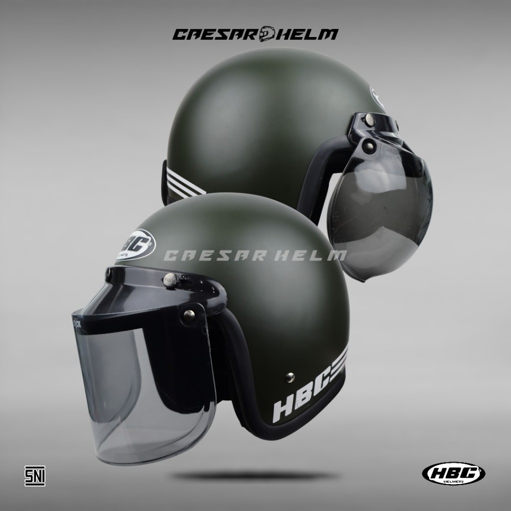 HBC Clasic Solid - Army Doff - Helm Retro - Helm Bogo
