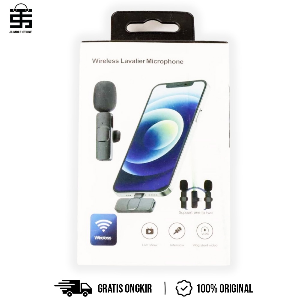 Mic HP Wireless Lavalier Microphone Portable Mini Mic for iPhone Live broadcast Streaming Content Ex