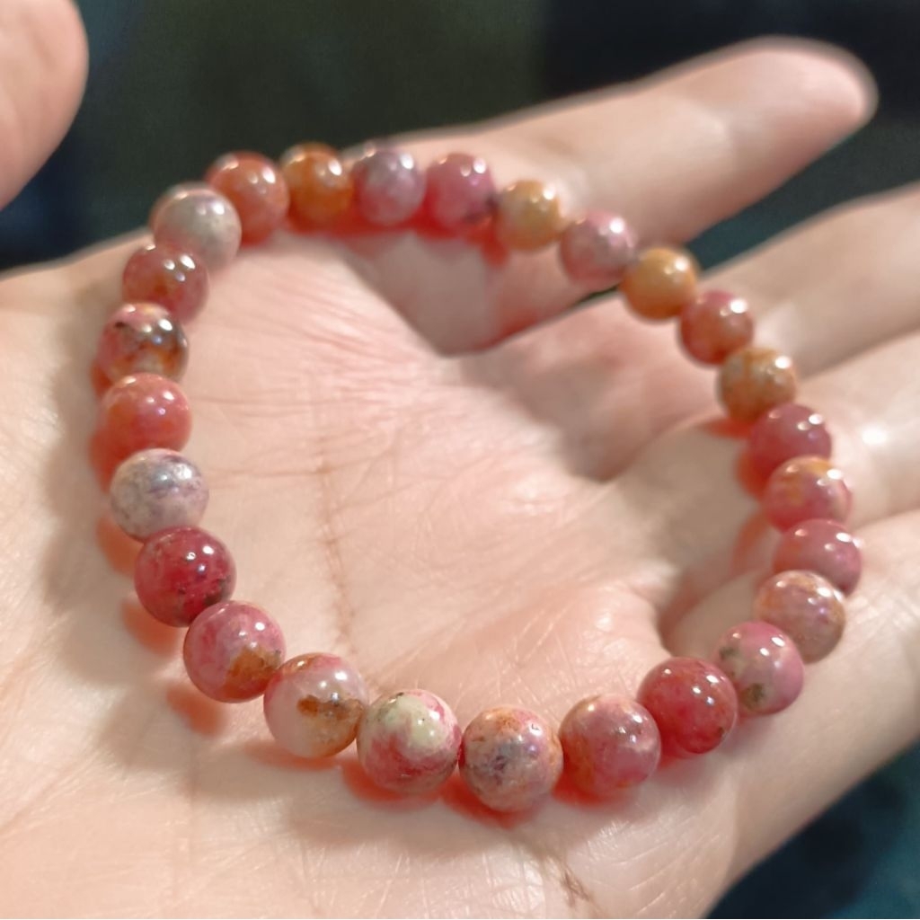 gelang batu alam asli rhodonite