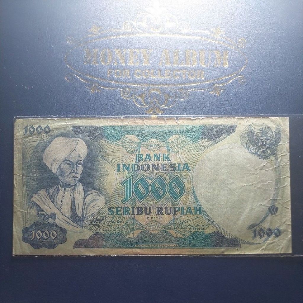 1000 rupiah diponegoro tahun1975 asli.