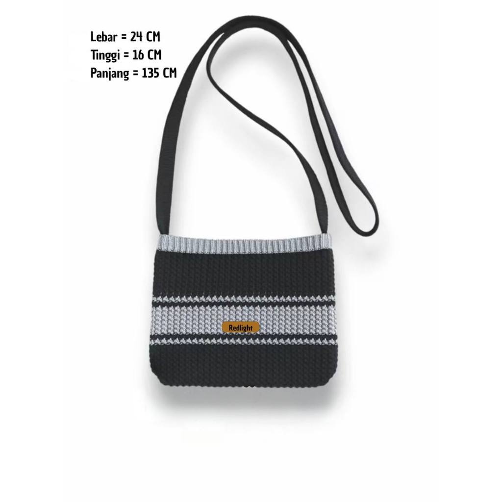 Tas Rajut Selempang Wanita Rajutan Serut Lebar Muat Hp dan Dompet