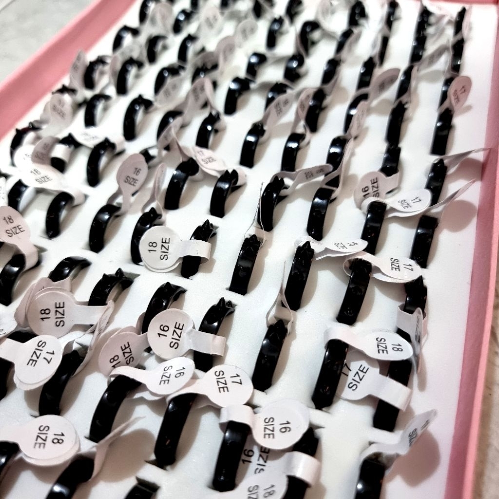 ISI 100 PCS CINCIN DURI HITAM SIZE CAMPUR / CINCIN MODERN / HARGA GROSIR