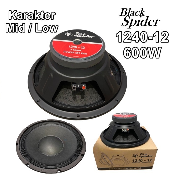 Speaker Komponen BlackSpider 1240-12 600watt Speaker 12Inch 600 Watt Blackspider 1240-12