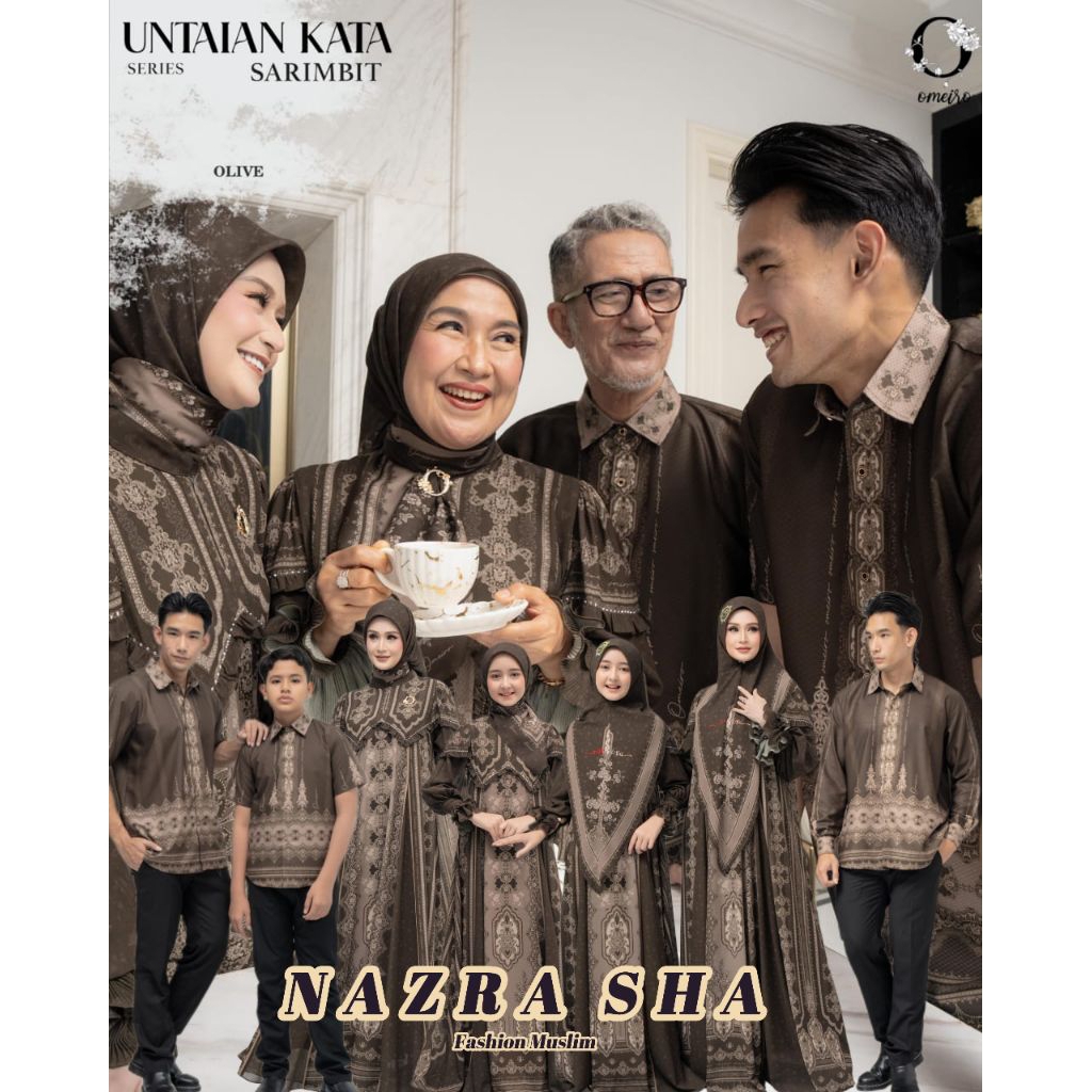 (pN) OMEIRO SARIMBIT UNTAIAN KATA (LD.110/120) Baju Koko dan Gamis Syari Set Couple Serimbit Family 