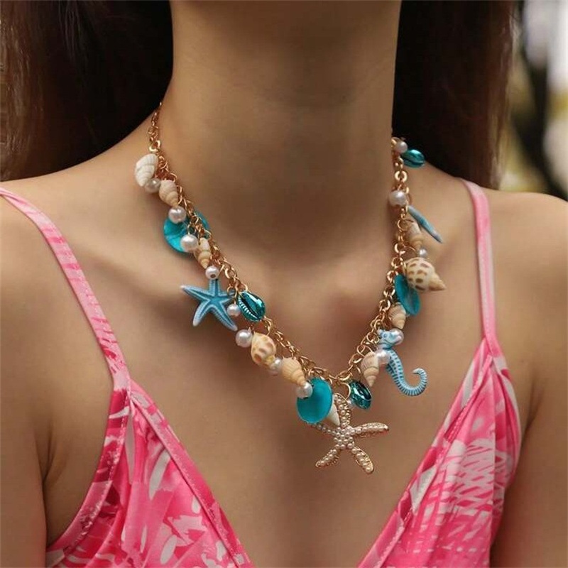 Kalung Gantung Laut - Siput, Bintang Laut Kerang Aksesori Pantai Stylish