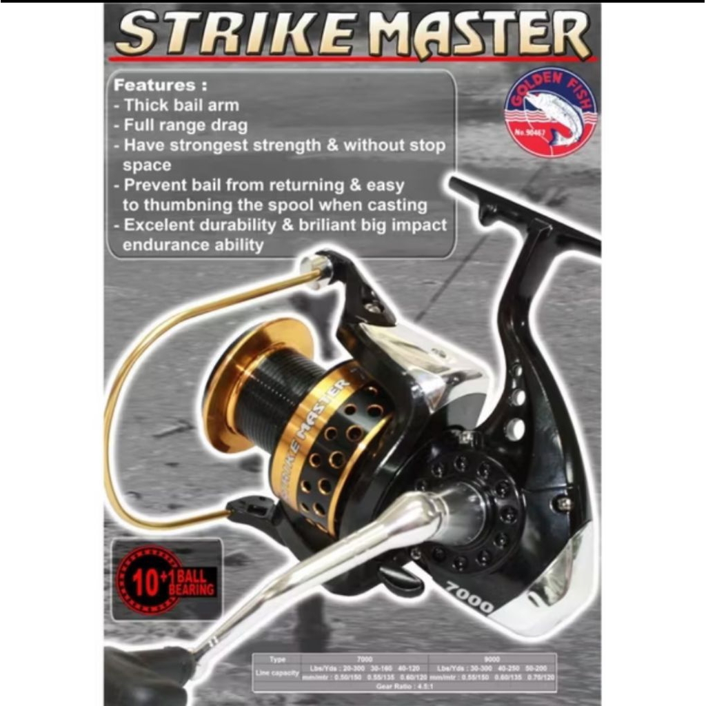 Reel golden fish strike master 7000|9000.reel pancing laut