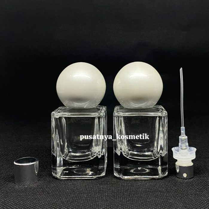 Botol Parfum Square 30ml Semipress Tutup Bulat Putih / Botol Laliq 30ml