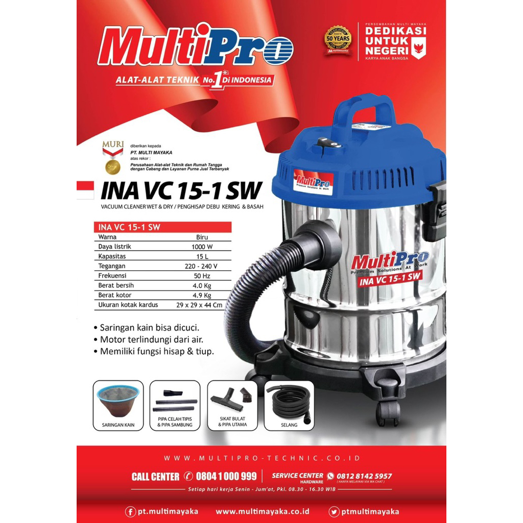 Vacuum Cleaner Multipro 15 Liter // Vacuum Cleaner Wet & Dry 15 Liter Multipro