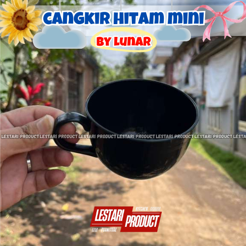 ( 12 PCS ) CANGKIR PLASTIK HITAM MINI LUNAR | CANGKIR TEH | CANGKIR KOPI | CANGKIR MINI | CANGKIR PL