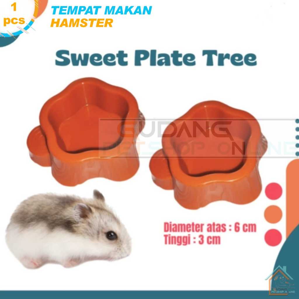Sweet Plate Tree Hamster - Tempat Pakan Hamster - Tempat Minum Hamster (TEMPAT MAKAN HAMSTER MODEL K