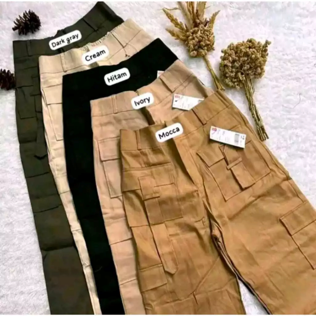 Celana Cargo Cewek Kekinian Katun Denim XL-XXXL