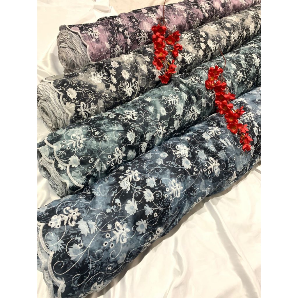 {PER SETENGAH METER} KAIN KATUN LUBANG BORDIR WARNA MOTIF BUNGA SUPER MEWAH CANTIK PREMIUM ELEGAN