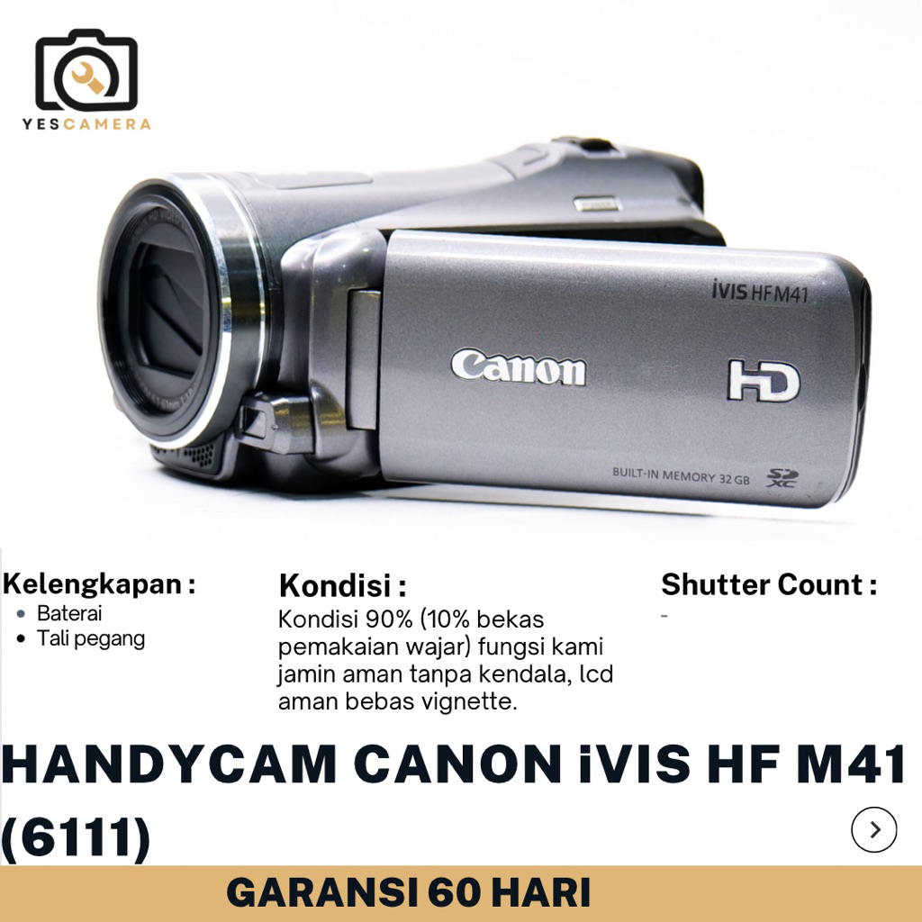 Handycam Canon ivis HF M41 silver (Bekas) - 2.37MP, Full HD, 10x optical Zoom, Touch Panel Lcd - Uni