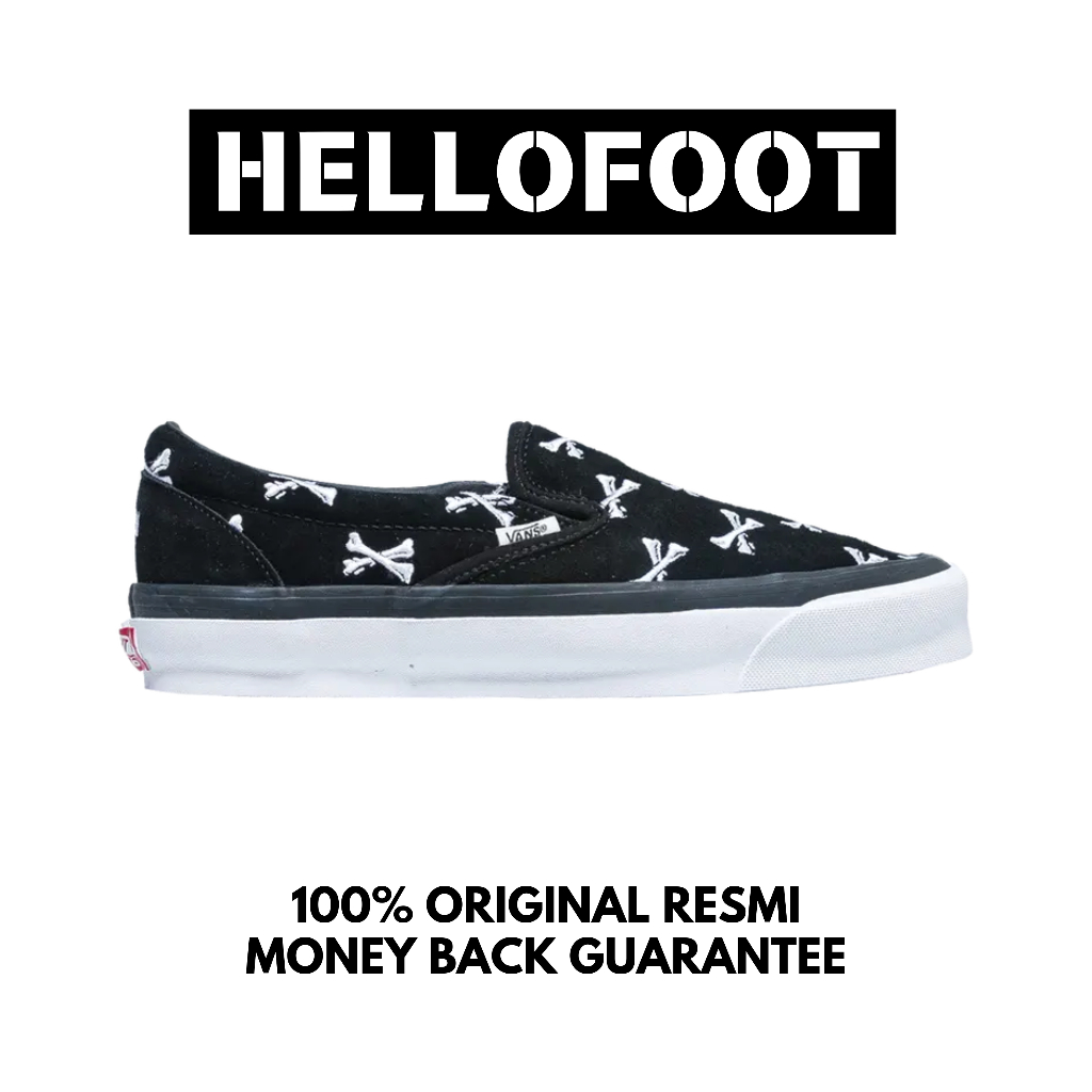 Sepatu Vans Slip On Vault OG WTAPS Bones Black White  [100% Original Resmi]