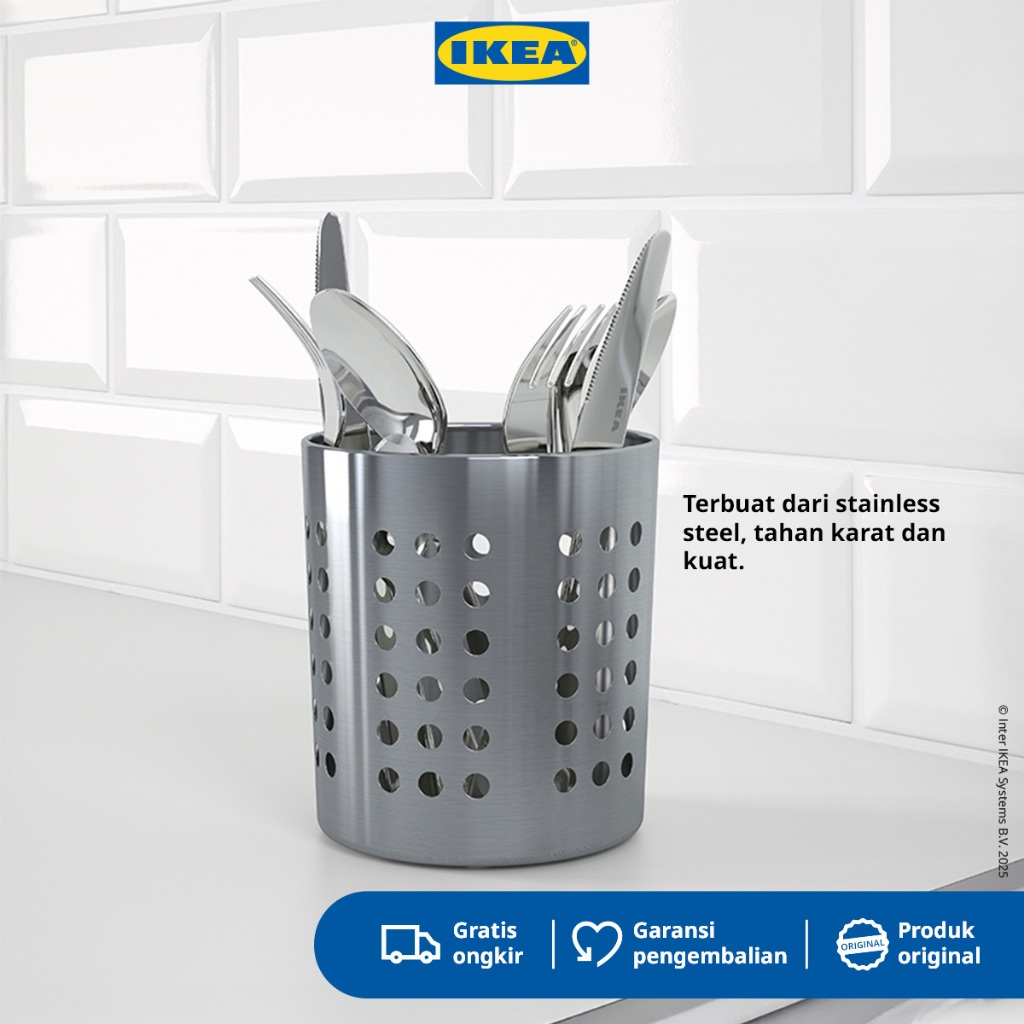 IKEA ORDNING Tempat Sendok / Stand Sendok Bahan Baja 13.5cm
