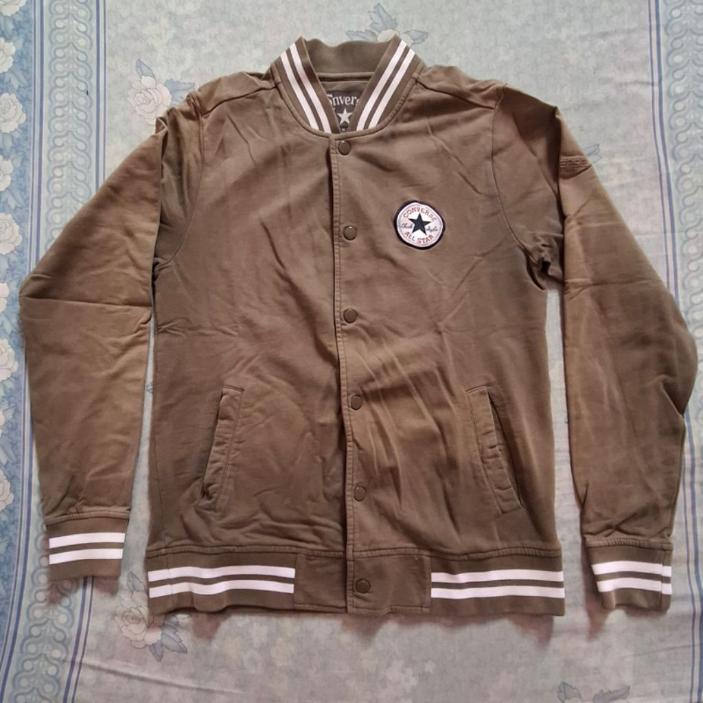 Jaket Baseball Converse Hijau Olive Bekas Second Preloved Original