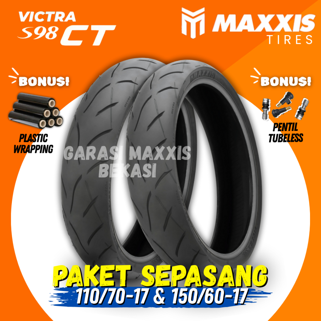 [PAKET SEPASANG] BAN MAXXIS VICTRA 98CT TUBELESS ( 110/70-17 & 150/60-17 ) BAN DEPAN BELAKANG DONAT 