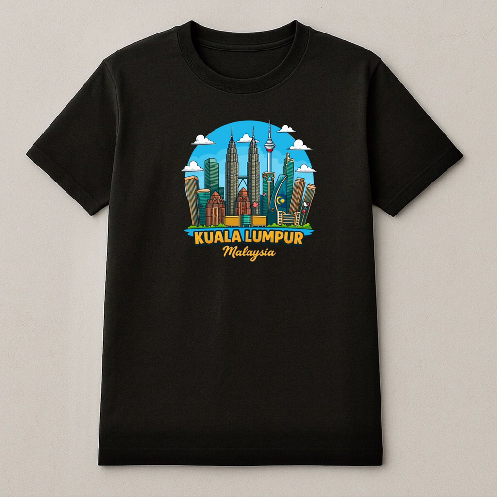 Kaos Souvenir Malaysia - Kuala Lumpur , kaos oleh oleh Malaysia , Kaos Kuala Lumpur , size S - 3XL