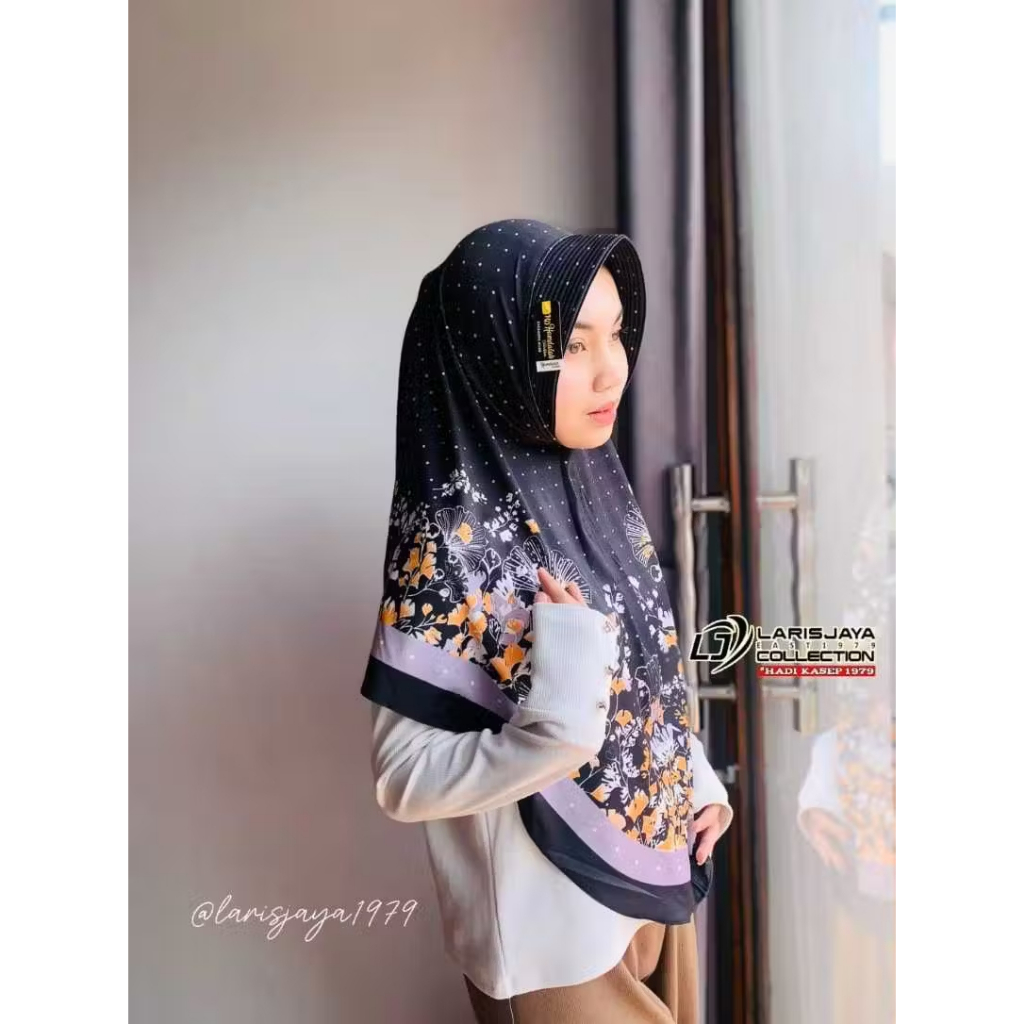 Jilbab Instan Daily Hijab Bergo Motif Bunga printing Jersey premium
